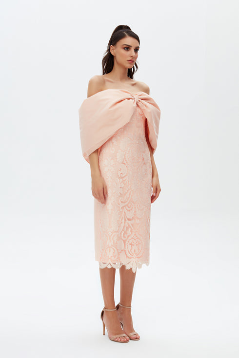 PUFF SHOULDER SYMMETRIC DRESS